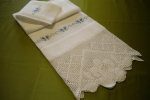 2 asciugamani coordinati da decorazione con cotone azzurro e verde