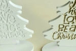 Albero di Natale in polvere di ceramica con scritta con base di appoggio