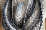 Baktus, sciarpa in cotone con sfumature panna, grigio e nero