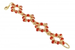 Bracciale perline oro e rosse per polso 15-16 cm