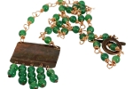 Collana etnica in rame e perle di pietre dure naturali agata verde