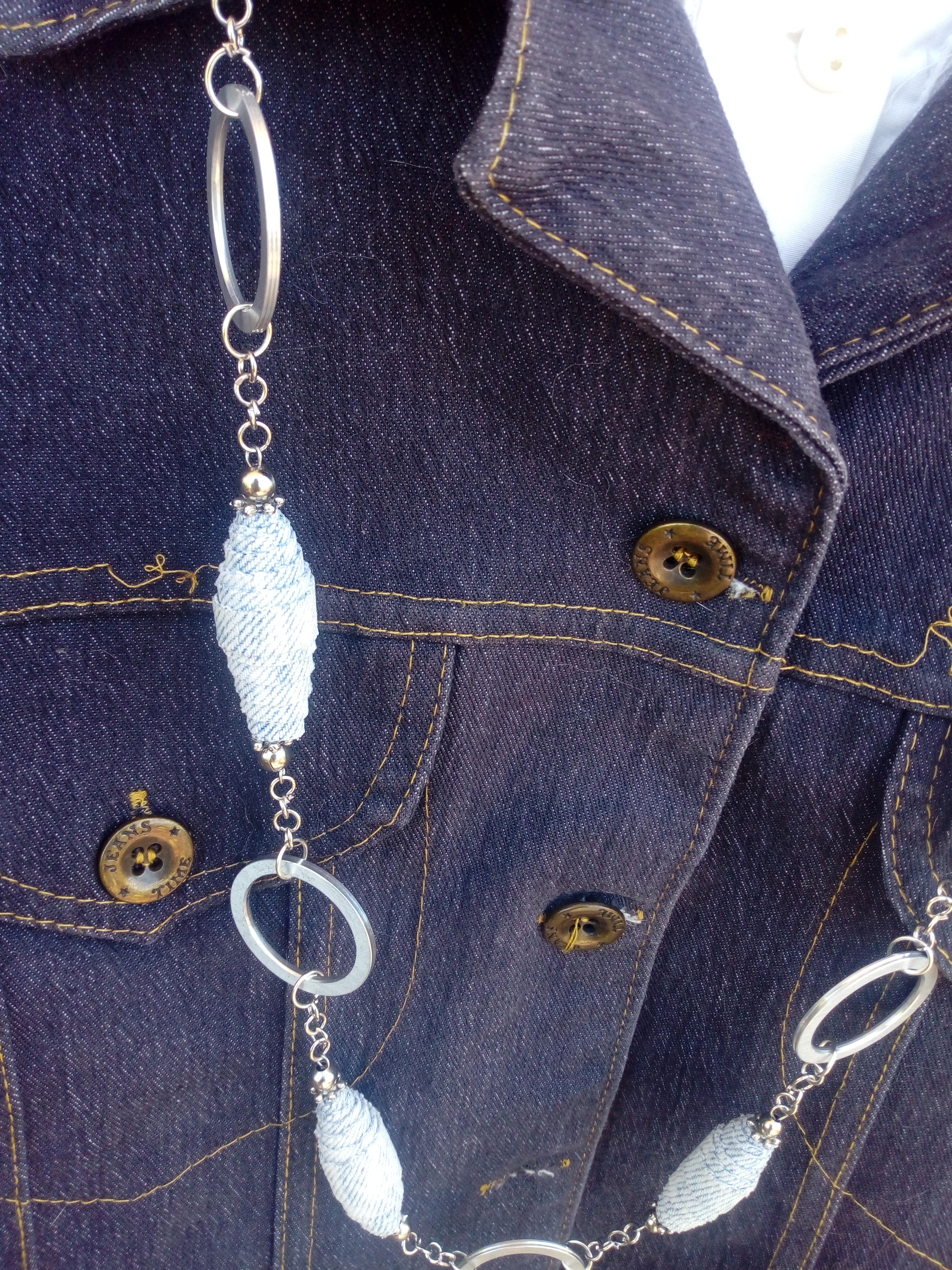 Creazioni Tessuto Collana Lunga Serie Ecogioielli Jeansmania Jeans Rock