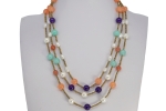 Collana multifilo pietre dure colorate  e perle pezzo unico idea regalo donna