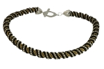 Collana spirale tessitura di perline vetro nere, oro, argento, bronzo