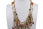 Collana stratificata multifilo pietre dure varie, perline di vetro e perle
