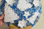Ghirlanda natalizia cucita a mano blue dorato con applicazioni in gomma Eva