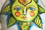 Lampada/Damigiana dipinta a mano con colori da ceramica