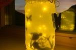 Lanterna in vetro con fatina e catena di luci