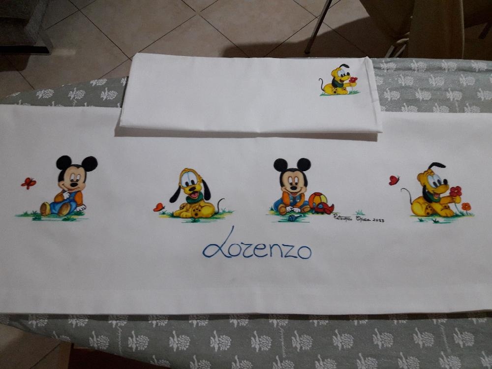 Creazioni Lenzuolini Lenzuolino Per Carrozzina E Lettino Di Baby Topolino