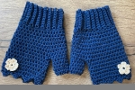 Mezzi guanti o guanti senza dita in lana Merinos blu e fiore