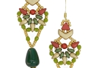 Orecchini pendenti colorati goccia pietra dura giada smeraldo verdi rossi e oro