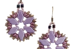 Orecchini pendenti viola lilla in tessitura di perline di vetro, pezzo unico