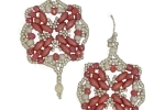 Orecchini traforati estate di perline rosa corallo argento e bianche