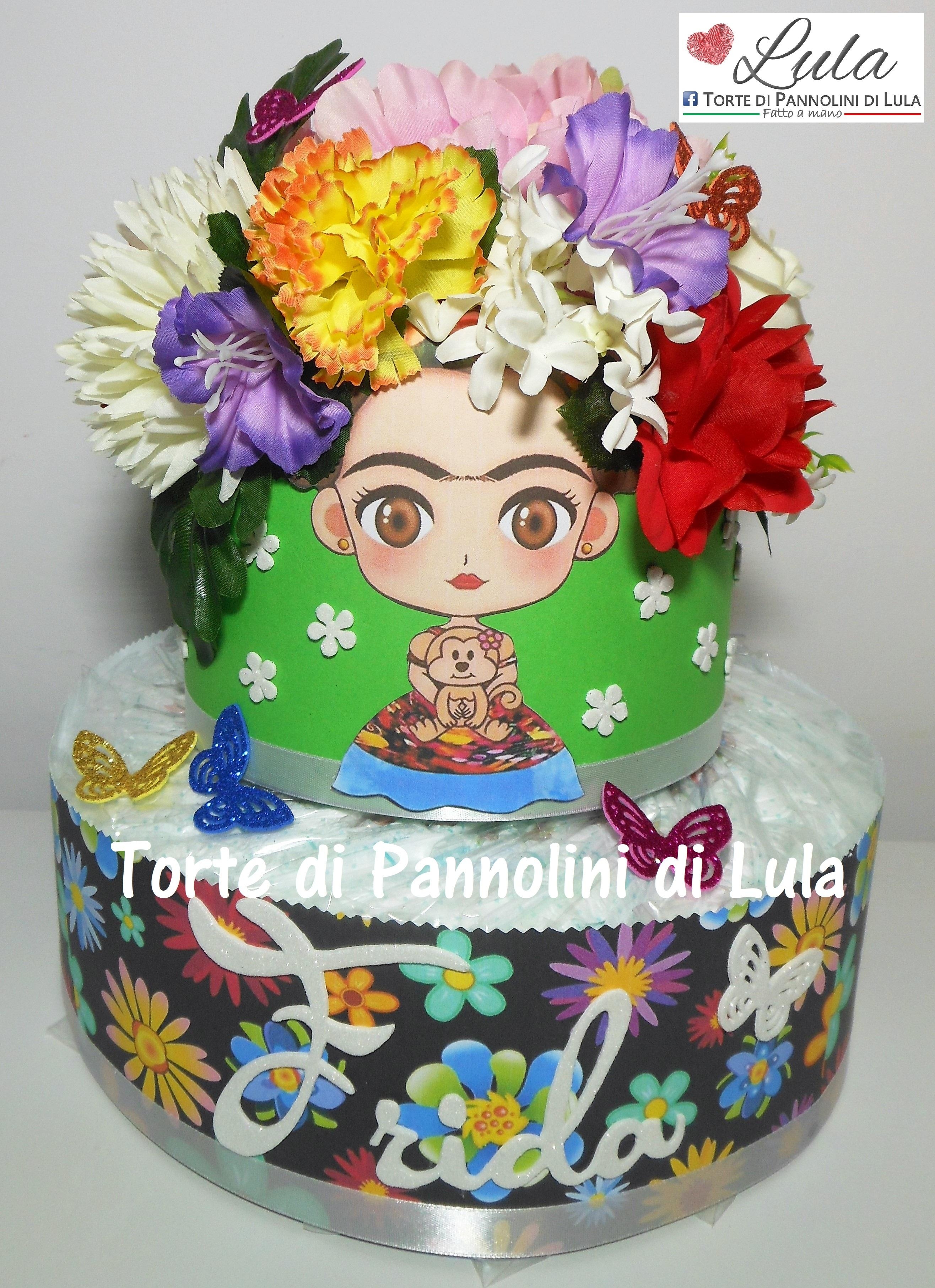 Creazioni Torte Di Pannolini Torta Di Pannolini Pampers Baby Dry Frida Kahlo Idea Regalo